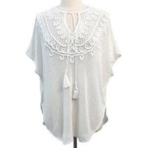Lilly Pulitzer Resort Sterling Oversized White Cover-Up Poncho Sweater SM-MD